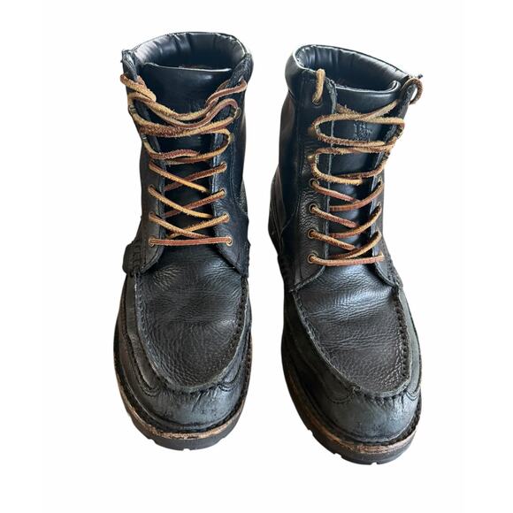Polo Ralph Lauren Men’s Leather Boots Black Willingcott Flannel Lined 10D Grunge main image 11